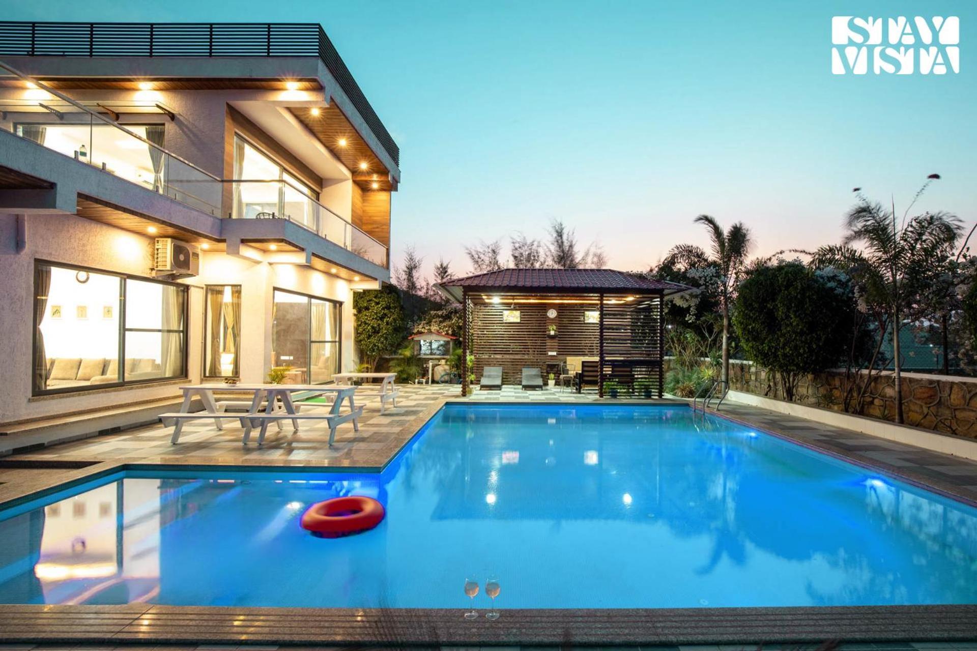Stayvista'S Bella Dream - Mountain-View With Outdoor Pool, Lawn Featuring A Gazebo & Indoor Games Udaipur Exteriör bild
